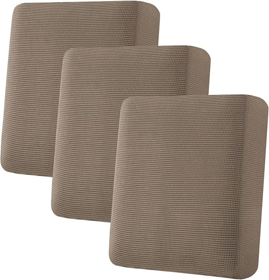 H.VERSAILTEX Super Stretch Individual Seat Cushion Covers Sofa Covers Couch Slipcover Sets Thick Jacquard Textured Twill Fabric (3 Piece Sofa Cushion Covers, Macchiato)-CasaMuseHome