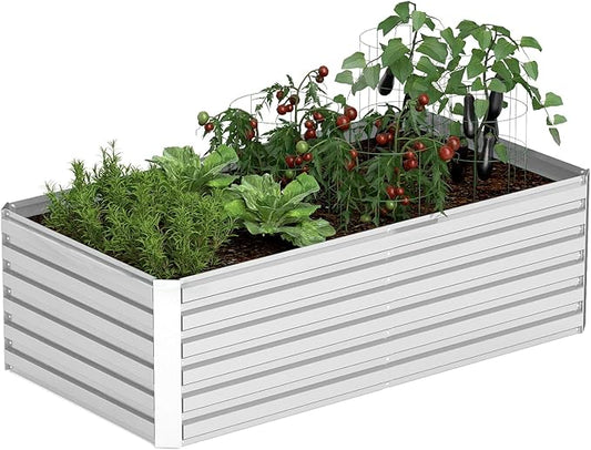 8x4x2 ft Raised Garden Bed, Large Metal Planter Raised Beds, Planters for Outdoor Plants for Vegetables, Flowers, Herbs, Fruits, and Succulents.-CasaMuseHome
