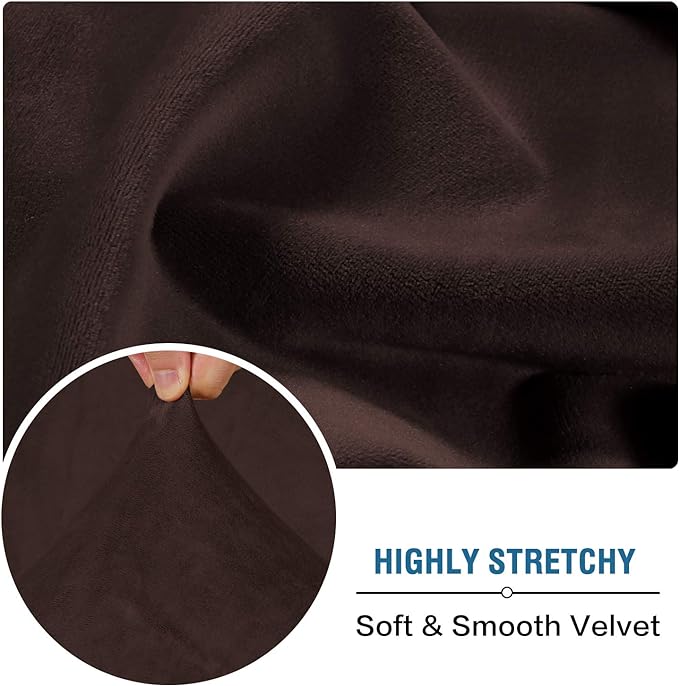 H.VERSAILTEX Velvet Stretch Couch Cushion Cover Plush Cushion Slipcover for Chair Cushion Furniture Protector Seat Cushion Sofa Cover (1 Piece Armchair Cushion Covers, Brown)-CasaMuseHome