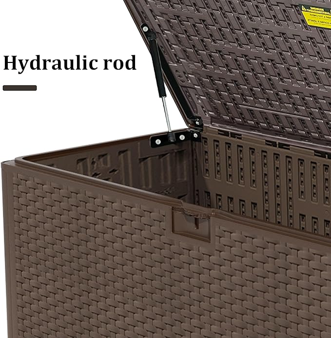 180 Gallon Pro Outdoor Storage Box Waterproof Lockable Resin Deck Box Large, Patio Storage Bin for Pool Accessories Cushion Furniture, Garden Tools, UV-Resistant Outside Delivery Brown-CasaMuseHome
