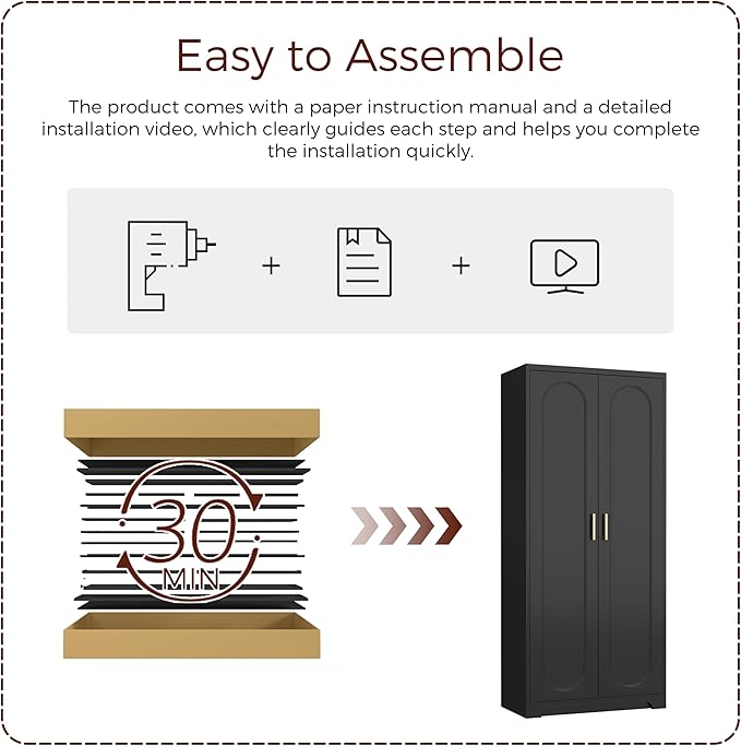 71" Tall Metal Pantry Cabinet with 4 Adjustable Shelves and Gold Handles Heavy-Duty Steel Storage for Kitchen, Dining Room or Office-CasaMuseHome