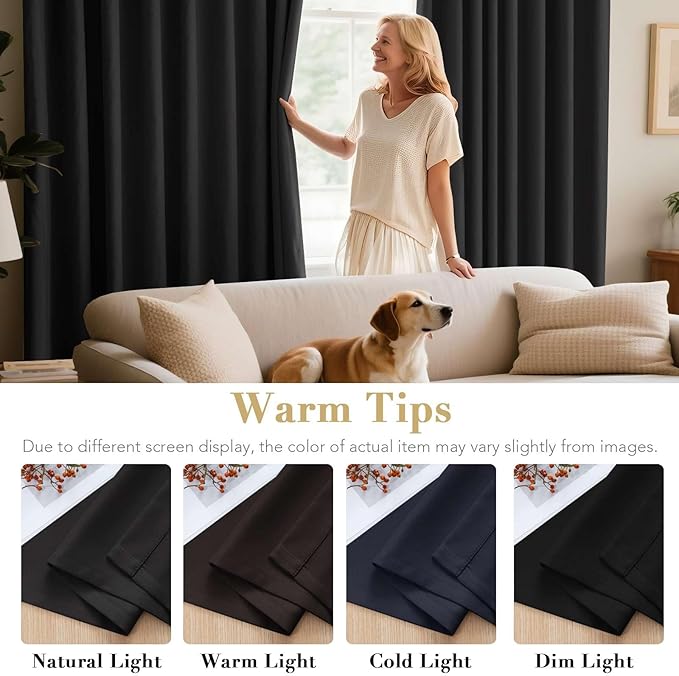 H.VERSAILTEX Thermal Insulated Grommet Blackout Curtains for Bedroom (2 Panels, 52 x 96 -Inch,Solid Black)-CasaMuseHome