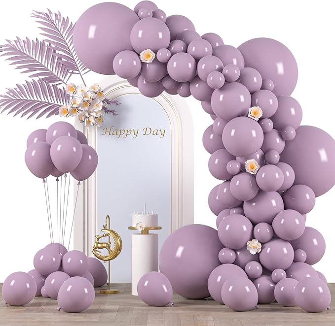 130pcs Lilac Purple Balloons Different Sizes 18" 12" 10" 5" Faded Purple Latex Balloon Garland Arch Kit for Birthday Baby Shower Graduation Wedding Gender Reveal Party Decorations-CasaMuseHome
