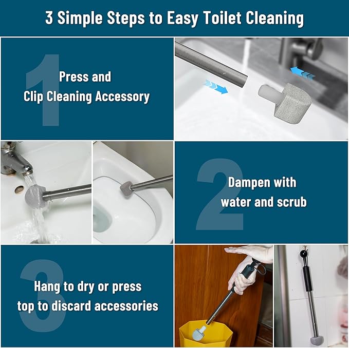 2025 New Pumice Toilet Cleaner 17inch with Handle - Toilet, Pool & Tub Hard Water Stain Remover (1handle+8pumice)-CasaMuseHome