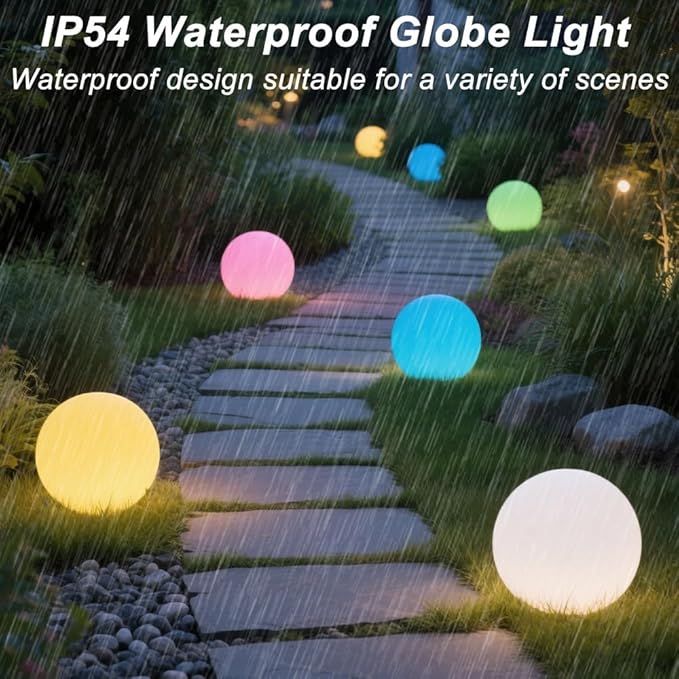 8-in Solar Globe Light Outdoor, Waterproof Solar Ball Light for Outside w/Remote, 16 RGB Color Changing Glowing Orb Lamp Landscape Lighting Mood Lamp w/Ground Stake for Garden Patio Yard Pathway Decor-CasaMuseHome