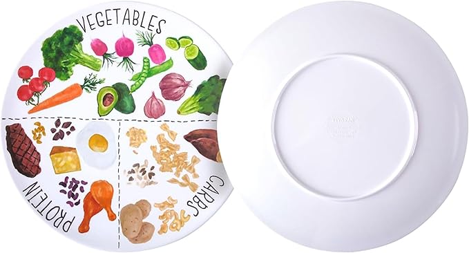 9" Portion Control Plate - Healthy Nutrition Plate for Adults and Teens, Melamine, Ideal for Weight Loss and Diabetes Management (1 Pack)-CasaMuseHome