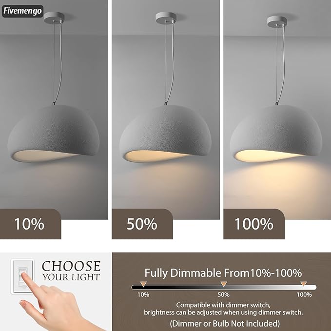 23.6in Large Wabi Sabi Pendant Lights Kitchen Island Lighting Fixture Ceiling Mount White Modern Japanese Lamp Japandi Chandelier for Dining Living Room Bedroom Restaurant Hanging Lamp-CasaMuseHome