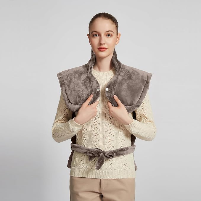 26" x 35" Flannel Neck&Shoulder&Back Heating Pad with 12 Temperature Settings&Countdown Timer, Pain Relief for Back/Neck/Shoulders/Menstrual Pain, Christmas Gifts for Women Men Mom Dad(Light Tan)-CasaMuseHome