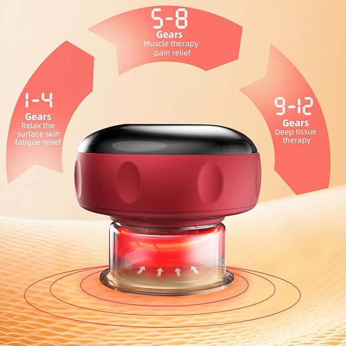 5-in-1 Smart Dynamic Cupping Therapy Set, Smart Cupping Therapy Massager, 12 Levels of Suction Strength and Temperature Control for Targeted Pain Relief, Knots, Aches, Portable Cupping Kit-CasaMuseHome