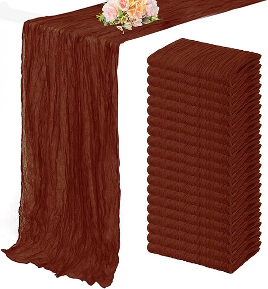 20 Pack Terracotta Cheesecloth Table Runner 10FT Boho Rustic Cheese Cloth Table Runner for Wedding 20 x 120 Inch Long Bridal Shower Baby Shower Gauze Fabric Sheer Birthday Party Table Decorations-CasaMuseHome