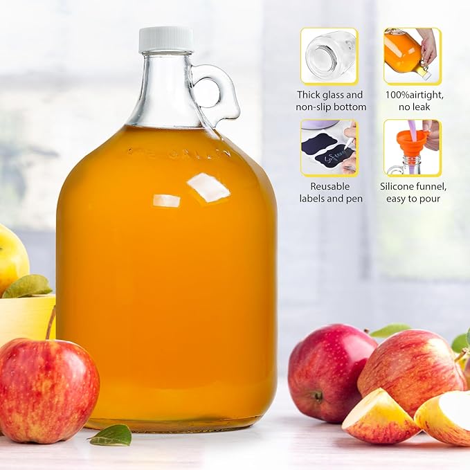 2 Pack Gallon Glass Pump Bottle Dispensers with 3 Pumps and 2 Airtight Lids, Laundry Soap Dispensers with 1 Funnel, Liquid Laundry Detergent Dispensers for Fabric Softener, Shampoo, Body Wash-CasaMuseHome