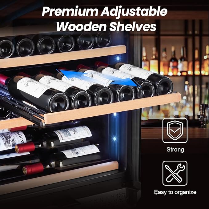 180 Bottles Wine Fridge 24 Inch Dual Zone Wine Cooler Refrigerator Freestanding Wine Refrigerator with Glass Door and Safety Lock, Large Wine Cellar for Home, Office, Kitchen-CasaMuseHome