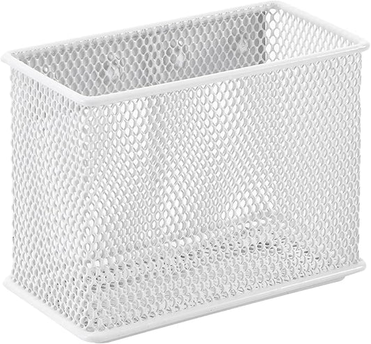 4.5'' × 2.2'' × 3.5'' Magnetic Basket for Whiteboard White Magnetic Basket for Fridge Magnetic Organizer Holder with 4 Strong Magnets Magnetic Holder for Refrigerator Locker-CasaMuseHome