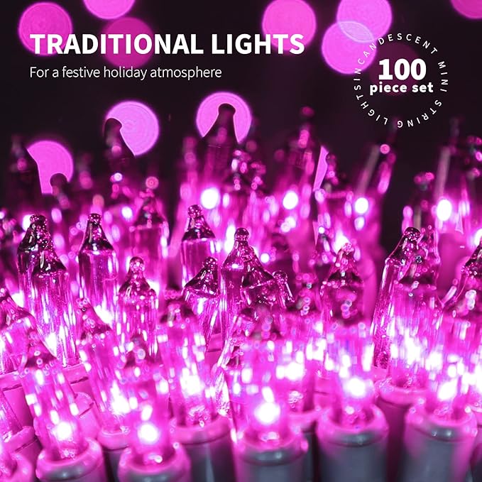 100LIGHTS Purple Extra-Bright with End Connectors Halloween Decorative Lights 5.98m UL Certified Mini String Light Set Waterproof for Halloween Home Garden Christmas Tree Party Patio Wedding-CasaMuseHome