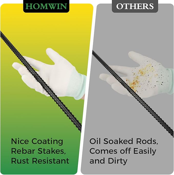 24 inches Straight Rebar Stakes 18-Pack Ground Stake Heavy Duty Metal Steel Spikes for Gardening, Concrete Forming and Camping Tent-CasaMuseHome