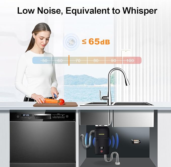 A400 Garbage Disposal 1/2 HP for Kitchen Sink, Small Fit Food Waste Disposer Fast Continuous Feed Stainless Steel Grinding, Quietness, Ease of Installation, Corded, Powerful Drainage Half Horsepower-CasaMuseHome