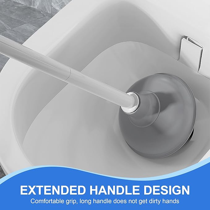 2 Pack Toilet Brush and Plunger Set, 3 in 1 Toilet Bowl Brush and Holder with Crevice Cleaning Brush Wall Mounted Household Bathroom Cleaning Tools Combo(2)-CasaMuseHome