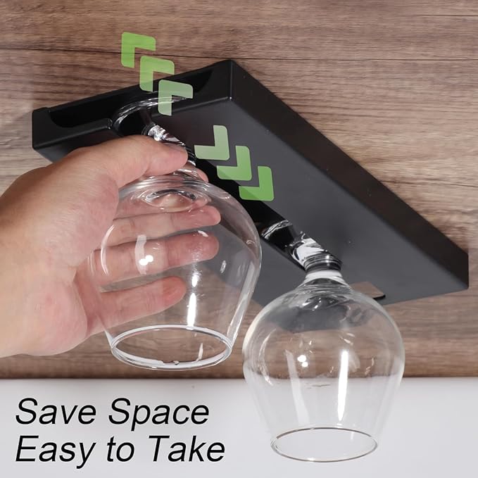 4 Pcs Wine Glass Holder Under Shelf or Cabinet Punch-free,Stemware Rack Glassware Drying Storage Hanger for Kitchen,Bar and Restaurant (White) ﻿-CasaMuseHome