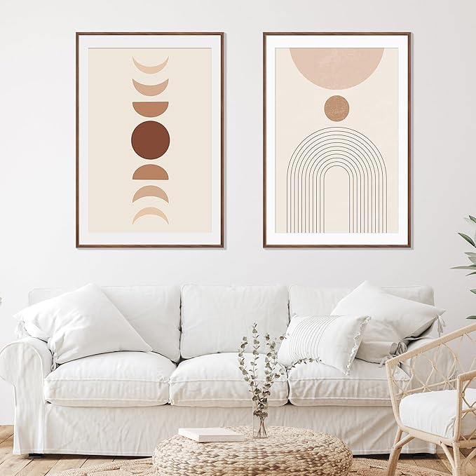 27x40 Poster Frame Set of 2 Natural Solid Walnut Photo Frames with 24x36 Removable Mat Wall Hanging Large Handcrafted Frame with HD Plexiglass Wall and Tabletop Display Large Picture Frame-CasaMuseHome