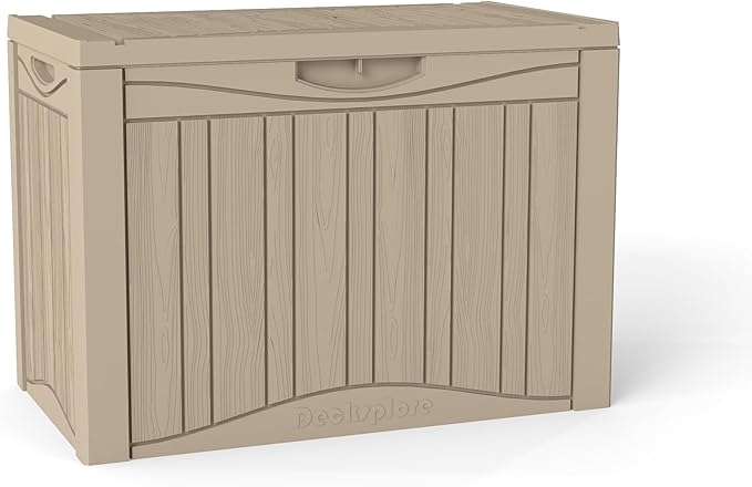 50 Gallon Outdoor Storage Box Waterproof Lockable Resin Deck Box Large, Patio Storage Bin for Pool Accessories Cushion Furniture, Garden Tools, UV-Resistant Outside Delivery Grey-CasaMuseHome