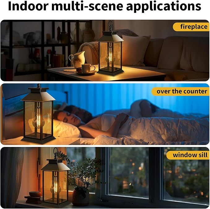 2 Pack Hanging Solar Lanterns Glass Solar Lights Outdoor Waterproof Upgraded Solar and 2 AA Batteries Powered, for Outside Porch, Patio and Indoor Tables, Mantelpiece-CasaMuseHome