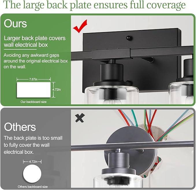 5-Light Bathroom Light Fixtures, Matte Black Modern Vanity Lights with Clear Glass Shades, Bathroom Vanity Light for Mirror Living Room Cabinet Bedroom Porch-CasaMuseHome