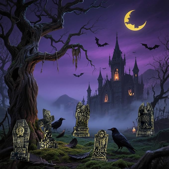 20Pcs Halloween Mini Tombstones Figurines, Plastic Miniature Tombstones Set Mini Gravestones Halloween Decorations for Miniature Graveyard Scene Haunted House DIY Crafts-CasaMuseHome