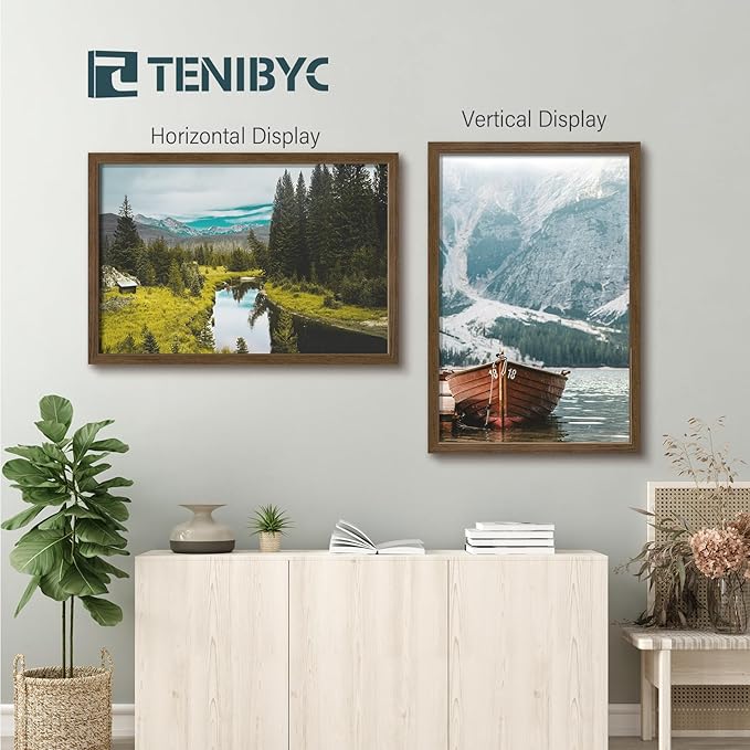 24x36 Poster Frame 3 Pack - Brown Woodgrain, Wood Picture Frame, Wall Gallery Frame - Wall Hanging-CasaMuseHome