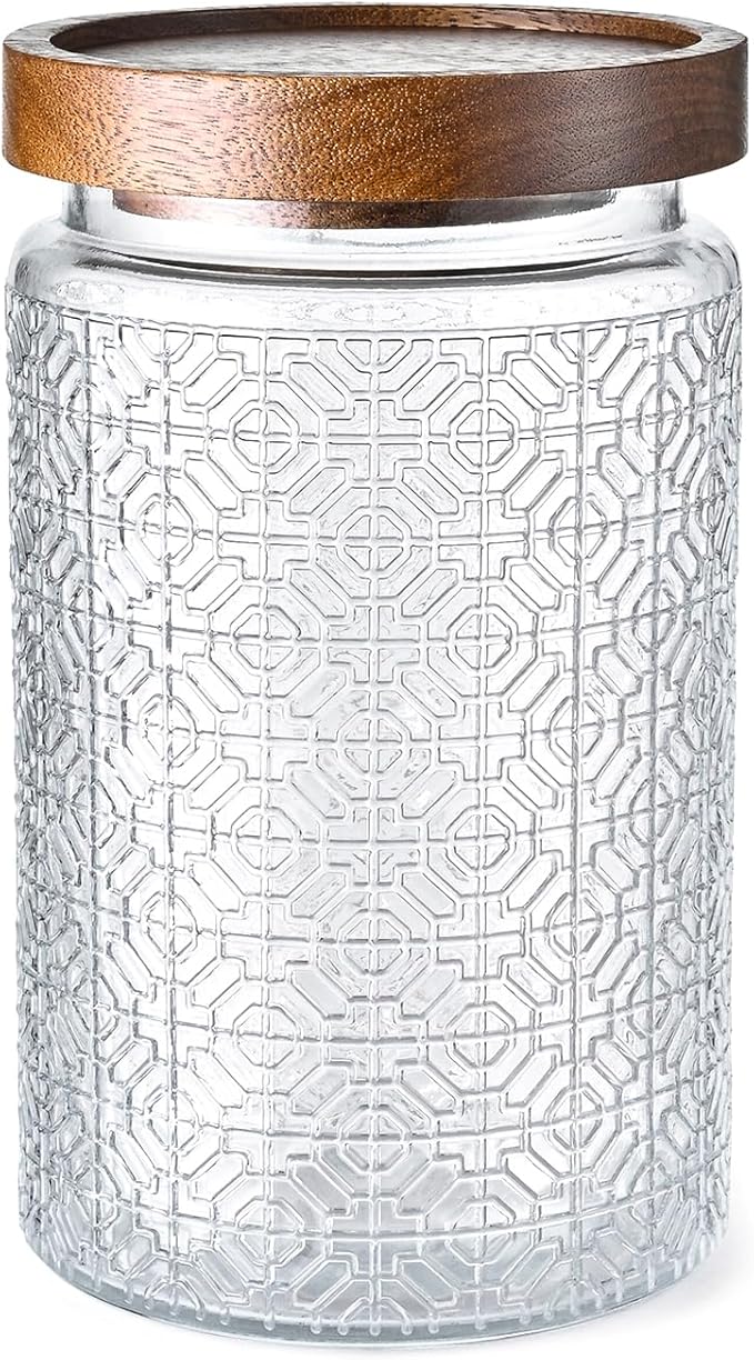 32oz Vintage Glass Jar With Lid, Glass Storage Containers, Airtight Kitchen Storage Containers For Sugar, Coffee, Tea, Spice, Flour, Candy Cookie, Pasta, Cereal, Cute Decorative Jars-CasaMuseHome