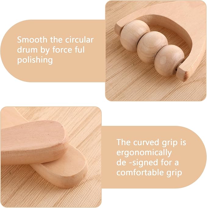 3Pcs Wood Therapy Massage Sticks, Wooden Massage Rollers, Hand Massage Tools Manual Hand Muscle Roller for Relaxes Thigh, Leg, Hands Full Body Muscle-CasaMuseHome