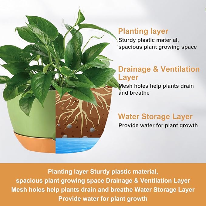 4 Pack Plastic Hanging planters for Indoor Plants,8 Inch Plant Pot Indoor Outdoor Hanging Baskets,Hanging Flower Pots with Drainage Holes and Chain for Garden Porch Plants (Green)-CasaMuseHome