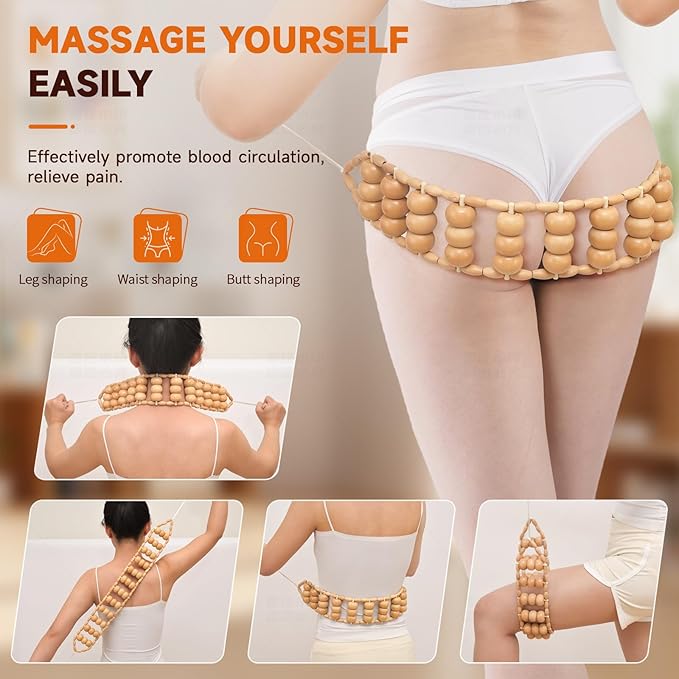 3-in-1 Wood Therapy Massage Tools Lymphatic Drainage Massager Maderoterapia Kit Wooden Gua Sha Massager Body Sculpting Tools for Muscle Pain Relief, Anti-Cellulite, Body Contouring and Shaping-CasaMuseHome