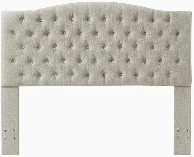 24KF Upholstered Tufted Button Linen Fabric Headboard,Comfortable Fashional Headboard Queen/Full Size,Linen-CasaMuseHome