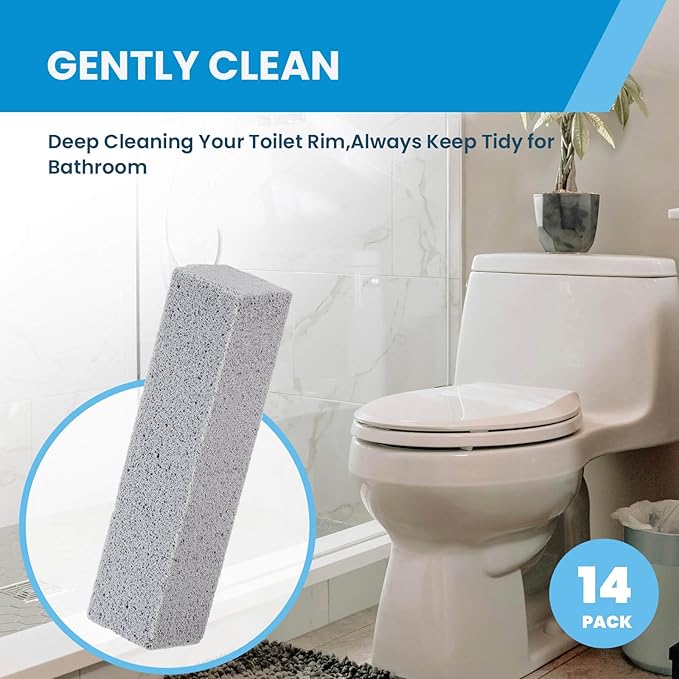 14 Pack Pumice Stone for Toilet Bowl Cleaning, Powerfully Cleans Hard Water Rings, for Cleaning Toilets, Bathtubs, Grills, Swimming Pools, Sinks-CasaMuseHome