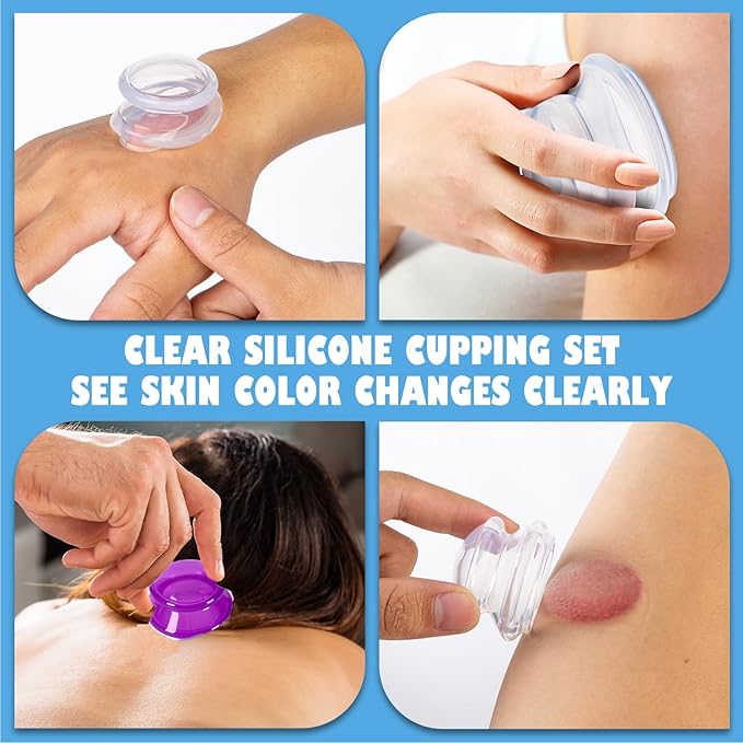 7Pcs Cupping Therapy Set-Professional Silicone Cupping, Suitable for Facial Body Massage/Deep Myofascial Release/Pain Relief/Muscle Relaxation & More (Purple,7pcs)-CasaMuseHome