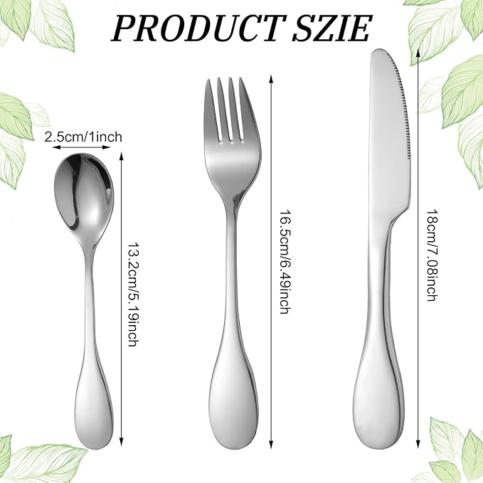 7 Pieces Bariatric Eating Portion Control Flatware Bariatric Management Silverware Serving Spoons Forks Knives Stainless Steel Weight Loss Utensils with Fabric Storage Bag-CasaMuseHome