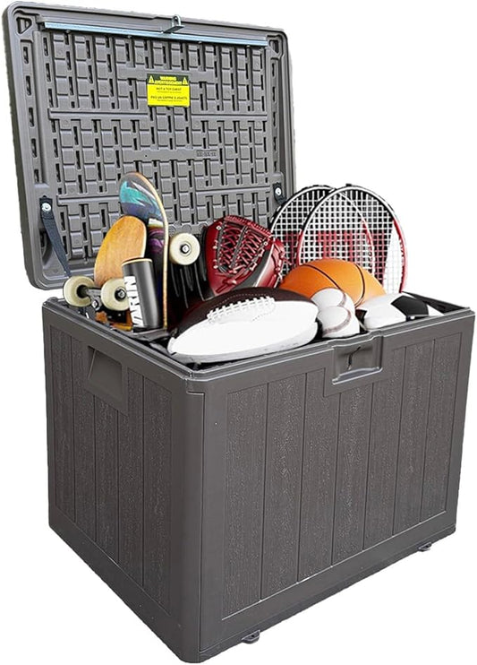33 Gallon Small Storage Box with Lid,Waterproof Indoor Outdoor Storage Container for Package Delivery,Patio Cushions, Gardening Tools, Pool Accessories, Lockable Resin Deck Box with handle-CasaMuseHome