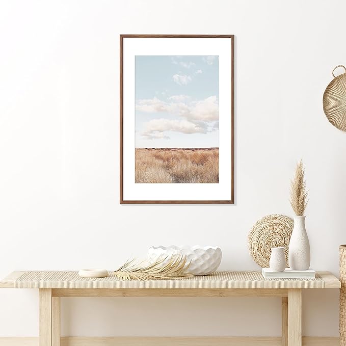 20x30 Poster Frame Natural Solid Walnut Photo Frames with 16x24 Removable Mat Wall Hanging Large Handcrafted Frame with HD Plexiglass Wall and Tabletop Display Large Picture Frame-CasaMuseHome