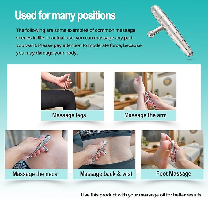 2 in 1 Trigger Points Massage Tool Stainless Steel T-Bar Deep Tissue Massage Tool for Pain Relief Full-Body Fascial Relaxation – Ideal for Shoulders, Neck, Legs, and Arms – Perfect for Sports Therapy-CasaMuseHome