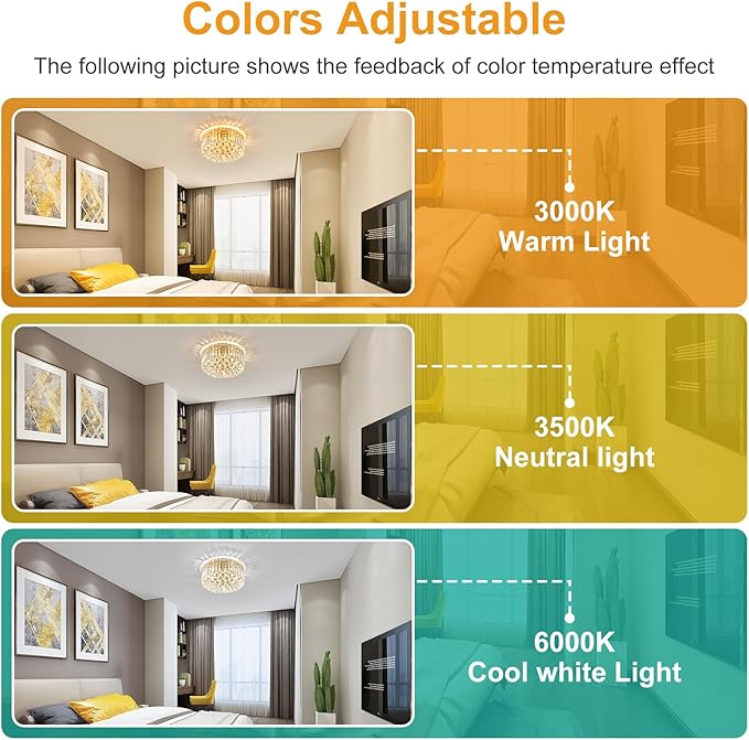 4-Light Gold Crystal Chandeliers Flush Mount Chandelier Light Fixture with K9 Crystals Modern Ceiling Lights Elegant Round Lamp for Bedroom,Hallway,Bar,Living Room,Dining Room,H5.9 xW13.7-CasaMuseHome