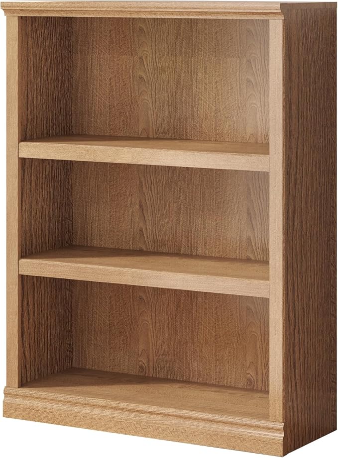 43 in Tall Bookcase, 3-Tier Bookshelf Open Storage, 33 inch Wide Floor Standing Indoor Furniture, Book Cases for Home School Library Office Bedroom Kids, Oak 3 Tiers-CasaMuseHome