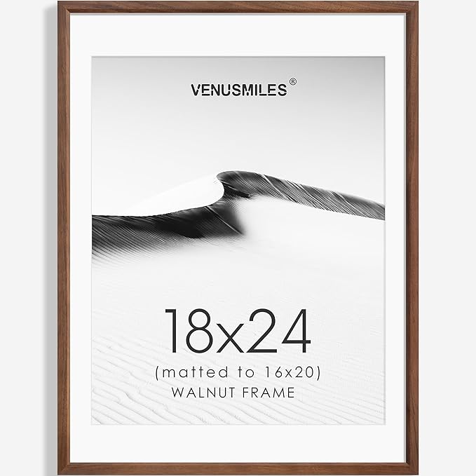 18x24 Poster Frame Natural Solid Walnut Photo Frames with 16x20 Removable Mat Wall Hanging Large Handcrafted Frame with HD Plexiglass Wall and Tabletop Display Large Picture Frame-CasaMuseHome