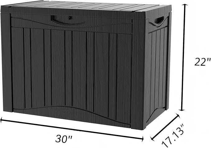 45 Gallon Outdoor Storage Box Waterproof Lockable Resin Deck Box Large, Patio Storage Bin for Pool Accessories Cushion Furniture, Garden Tools, UV-Resistant Outside Delivery Black-CasaMuseHome