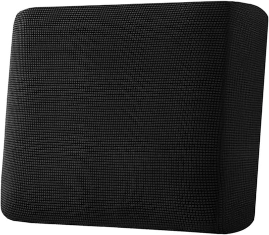 H.VERSAILTEX Super Stretch Individual Seat Cushion Covers Sofa Covers Couch Cushion Covers Slipcover Sets Thick Jacquard Textured Twill Fabric (1 Piece Chair Cushion Cover, Black)-CasaMuseHome