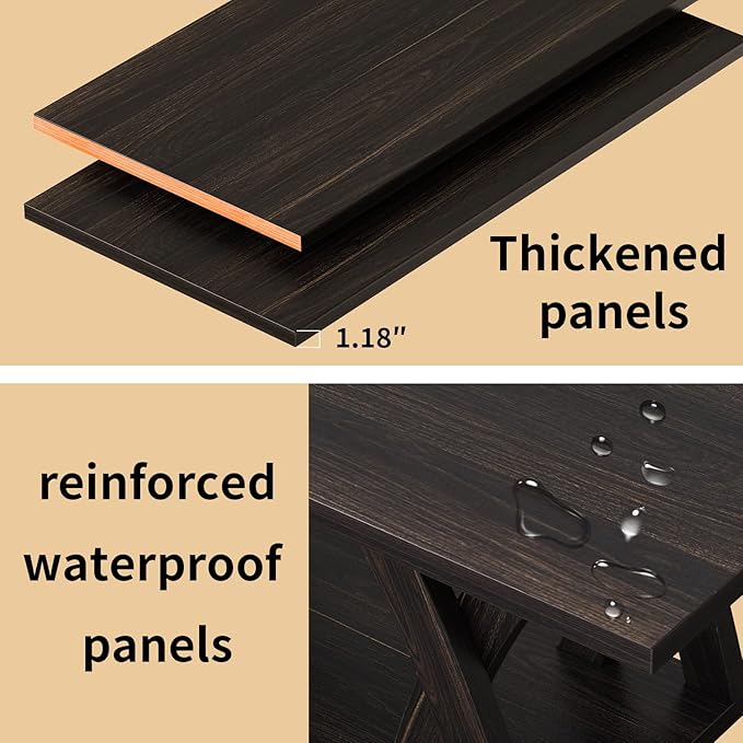 47” Wood Coffee Tables for Living Room Rustic Stands with Storage Shelf Brown Coffee Tables for Living Room. Farmhouse Center Stands with Shelf Farmhouse Rectangle Center Table-CasaMuseHome