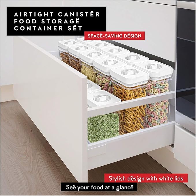 DWËLLZA KITCHEN Airtight Food Storage Containers – 4 Piece set Air Tight Pantry Storage Containers Clear Kitchen Organization and Storage Set BPA-Free - Keeps your Food Fresh & Dry-CasaMuseHome