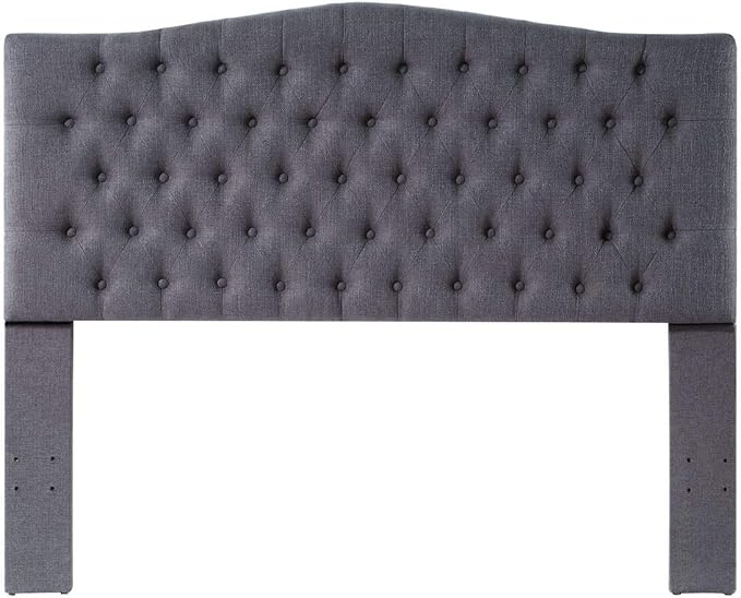 24KF Upholstered Tufted Button Linen Fabric Headboard,Comfortable Fashional Headboard Queen/Full Size,Dark Gray-CasaMuseHome