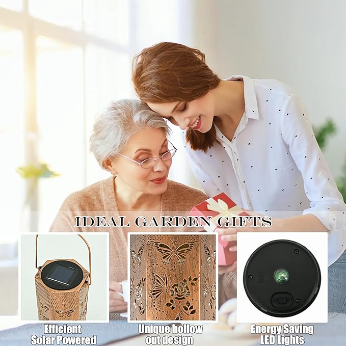 2 Pack Butterfly Solar Lanterns Outdoor Waterproof - Birthday Gifts for Women, Mom, Butterflies Solar Lights Outdoor Hanging Garden Decor for Outside, Patio, Outdoor, Yard, Lawn, Balcony-CasaMuseHome