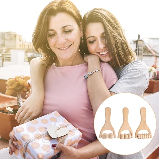 3Pcs Wood Therapy Massage Sticks, Wooden Massage Rollers, Hand Massage Tools Manual Hand Muscle Roller for Relaxes Thigh, Leg, Hands Full Body Muscle-CasaMuseHome