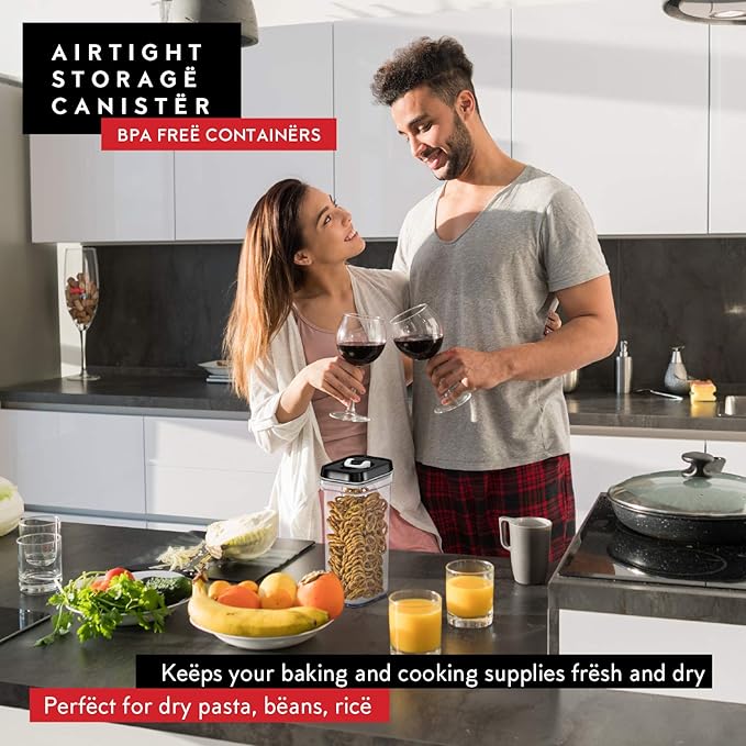 DWËLLZA KITCHEN Airtight Food Storage Containers with Lids – 4 Piece Set Air Tight Kitchen Storage Containers Clear Pantry Organization and Storage Set BPA-Free - Keeps your Food Fresh & Dry-CasaMuseHome